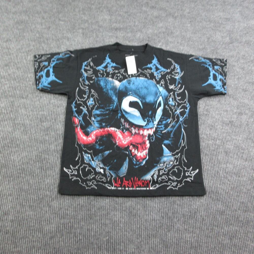 Hot Topic Venom Shirt Mens M Black Crew Neck Cotton Marvel Graphic Tee NWT